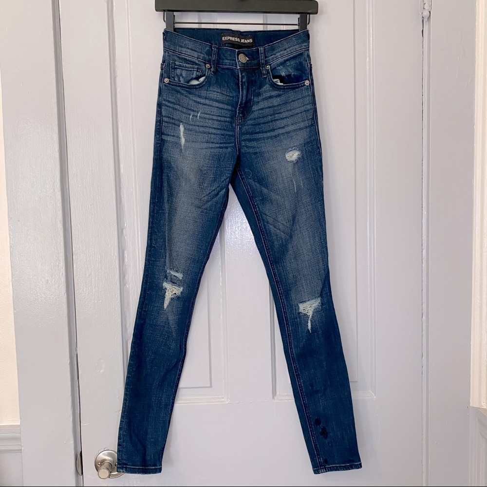 Express High Rise Jeggings in Dark Wash